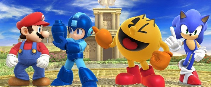 super smash bros mario pacman sonic megaman